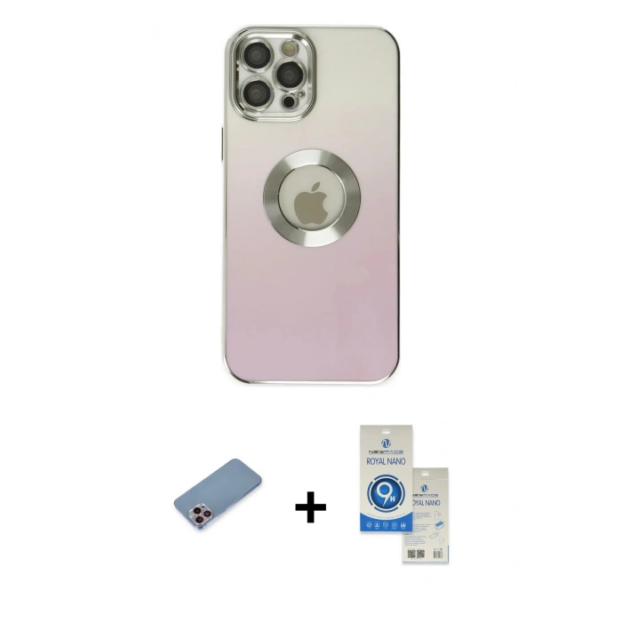 MARSİLYAN™- iPhone 12 Pro Max Kılıf Kutup Yansıma Özel Seri - Şeffaf Royal Nano Ekran Koruyucu + Shine Kamera Lens Koruma Cam - PE