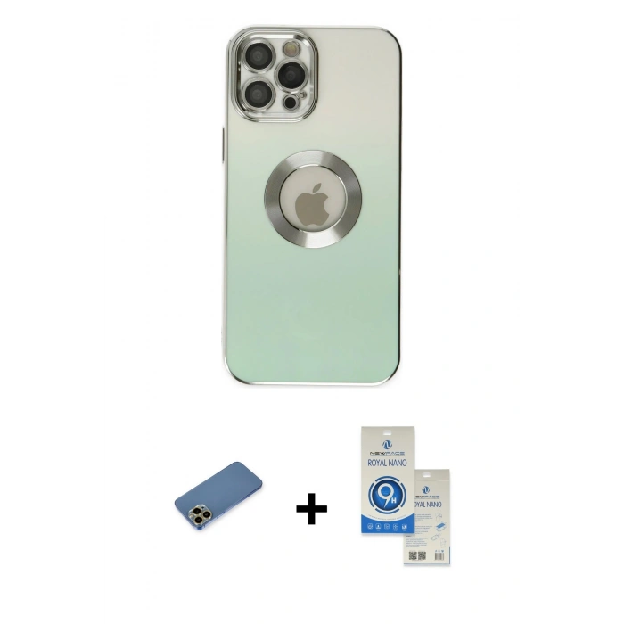 MARSİLYAN™- iPhone 12 Pro Max Kılıf Kutup Yansıma Özel Seri - Şeffaf Royal Nano Ekran Koruyucu + Shine Kamera Lens Koruma Cam - GD
