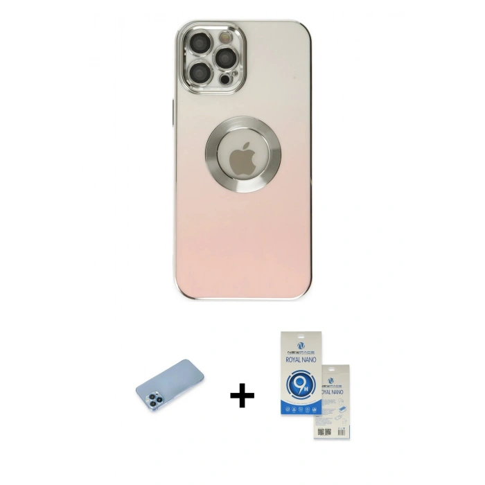 MARSİLYAN™- iPhone 12 Pro Max Kılıf Kutup Yansıma Özel Seri - Şeffaf Royal Nano Ekran Koruyucu + Shine Kamera Lens Koruma Cam - MI