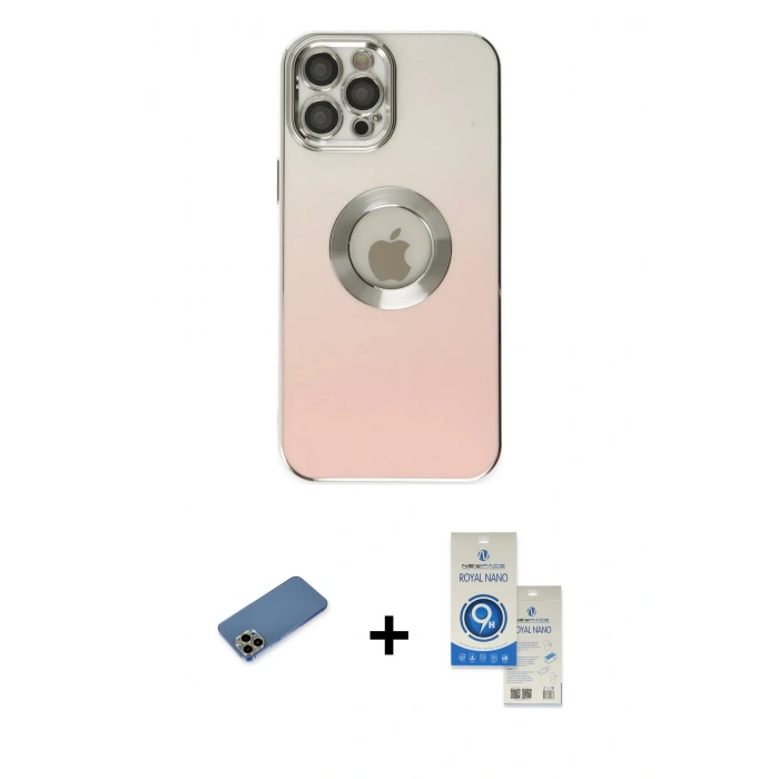 MARSİLYAN™- iPhone 12 Pro Max Kılıf Kutup Yansıma Özel Seri - Şeffaf Royal Nano Ekran Koruyucu + Shine Kamera Lens Koruma Cam - GD
