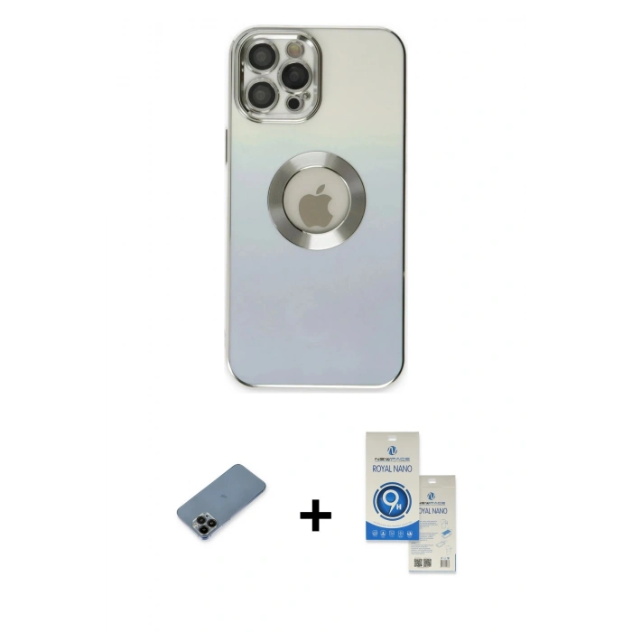 MARSİLYAN™- iPhone 12 Pro Max Kılıf Kutup Yansıma Özel Seri - Şeffaf Royal Nano Ekran Koruyucu + Shine Kamera Lens Koruma Cam - SH
