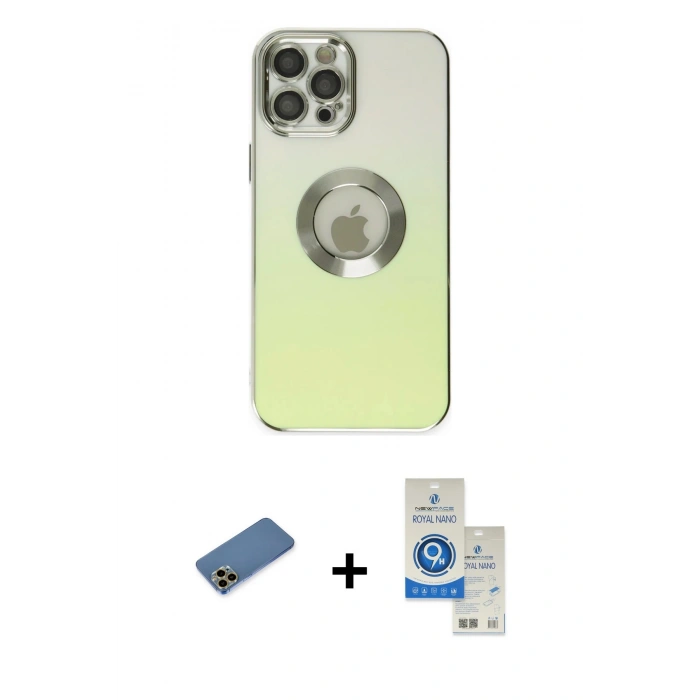 MARSİLYAN™- iPhone 12 Pro Max Kılıf Kutup Yansıma Özel Seri - Şeffaf Royal Nano Ekran Koruyucu + Shine Kamera Lens Koruma Cam - GD