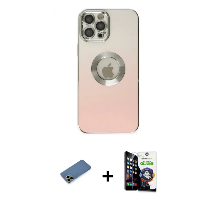 MARSİLYAN™- iPhone 12 Pro Max Kılıf Kutup Yansıma Özel Seri - Şeffaf Temperli Cam Ekran Koruyucu + Shine Kamera Lens Koruma Cam - GD