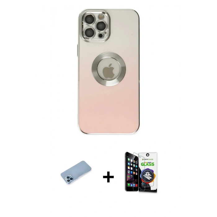 MARSİLYAN™- iPhone 12 Pro Max Kılıf Kutup Yansıma Özel Seri - Şeffaf Temperli Cam Ekran Koruyucu + Mavi Shine Kamera Lens Koruma Cam