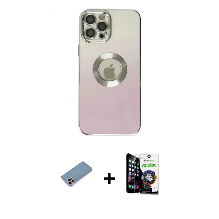MARSİLYAN™- iPhone 12 Pro Max Kılıf Kutup Yansıma Özel Seri - Şeffaf Temperli Cam Ekran Koruyucu + Shine Kamera Lens Koruma Cam - PE