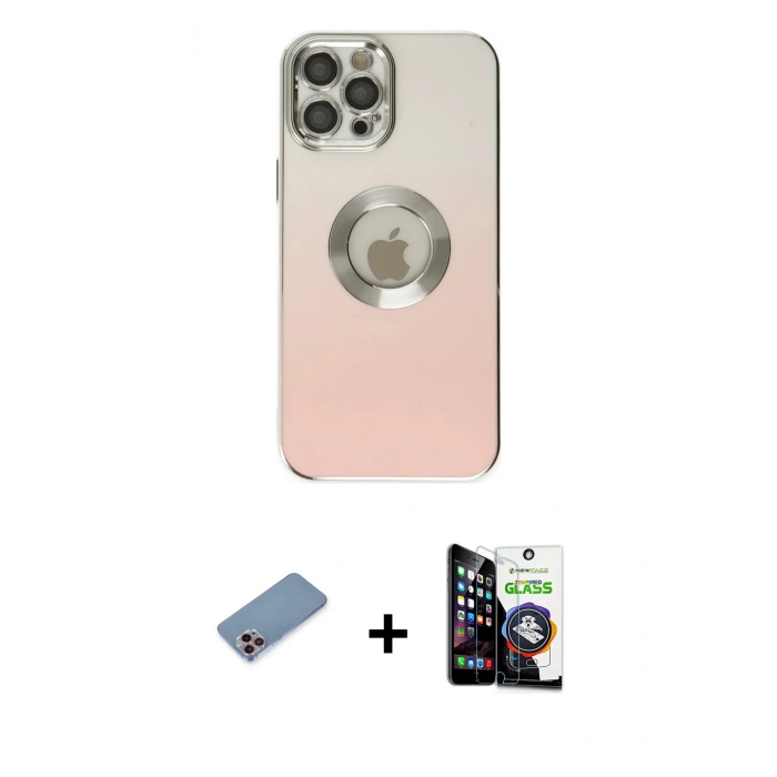 MARSİLYAN™- iPhone 12 Pro Max Kılıf Kutup Yansıma Özel Seri - Şeffaf Temperli Cam Ekran Koruyucu + Shine Kamera Lens Koruma Cam - PE