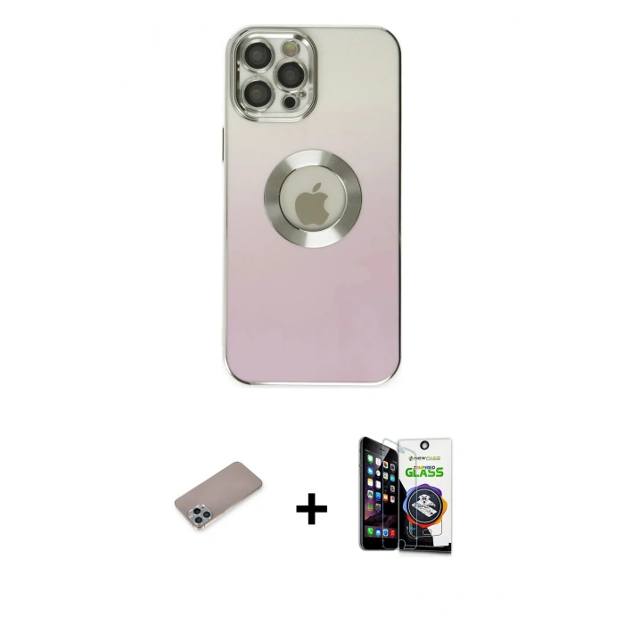 MARSİLYAN™- iPhone 12 Pro Max Kılıf Kutup Yansıma Özel Seri - Şeffaf Temperli Cam Ekran Koruyucu + Shine Kamera Lens Koruma Cam - SABE