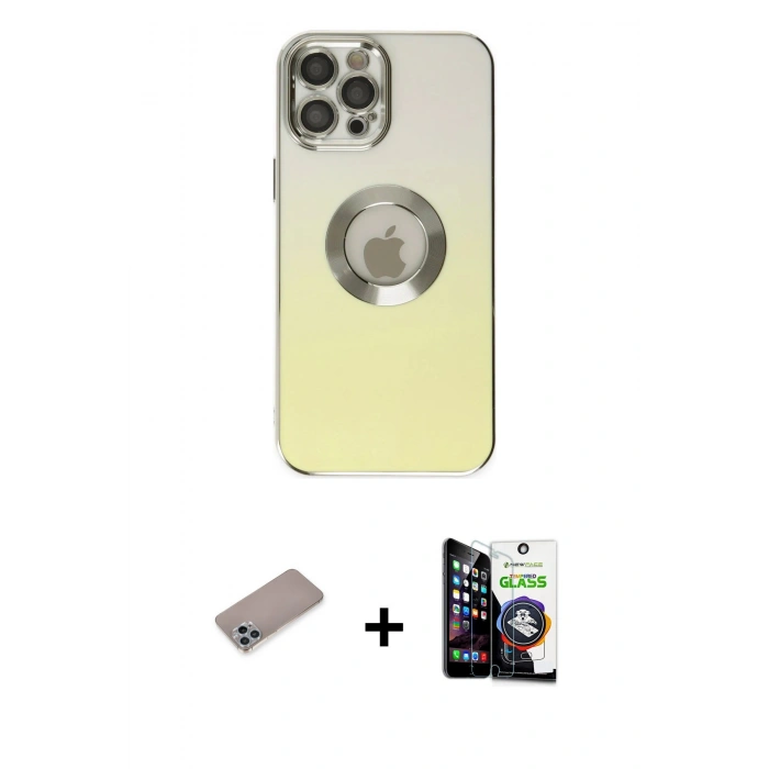 MARSİLYAN™- iPhone 12 Pro Max Kılıf Kutup Yansıma Özel Seri - Şeffaf Temperli Cam Ekran Koruyucu + Shine Kamera Lens Koruma Cam - SABE