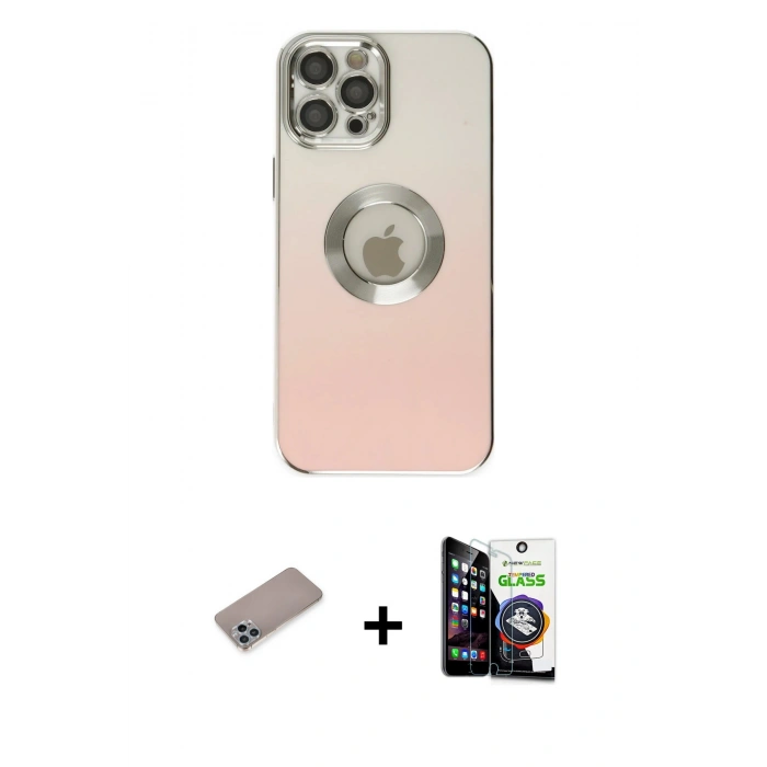 MARSİLYAN™- iPhone 12 Pro Max Kılıf Kutup Yansıma Özel Seri - Şeffaf Temperli Cam Ekran Koruyucu + Shine Kamera Lens Koruma Cam - SABE