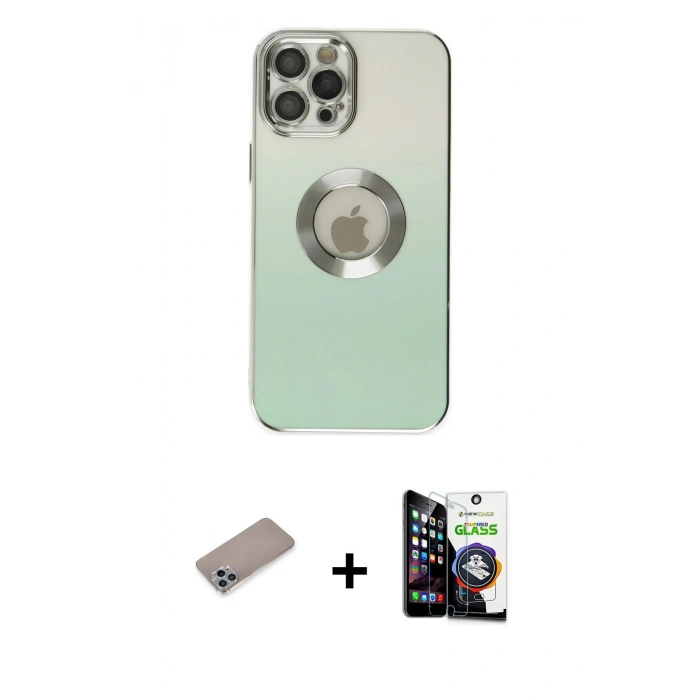 MARSİLYAN™- iPhone 12 Pro Max Kılıf Kutup Yansıma Özel Seri - Şeffaf Temperli Cam Ekran Koruyucu + Shine Kamera Lens Koruma Cam - SABE