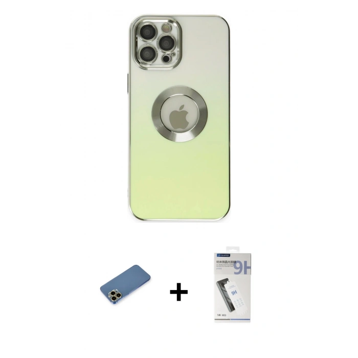 MARSİLYAN™- iPhone 12 Pro Max Kılıf Kutup Yansıma Özel Seri - Şeffaf Uv Polymer Nano Ekran Koruyucu + Shine Kamera Lens Koruma Cam - GD