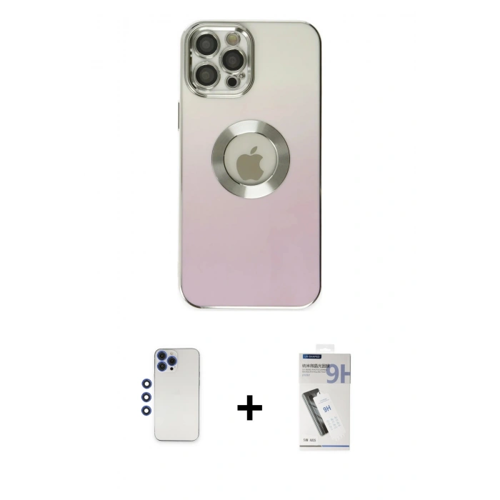MARSİLYAN™- iPhone 12 Pro Max Kılıf Kutup Yansıma Özel Seri - Şeffaf Uv Polymer Nano Ekran Koruyucu + Shine Kamera Lens - LT
