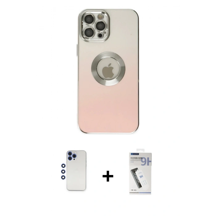 MARSİLYAN™- iPhone 12 Pro Max Kılıf Kutup Yansıma Özel Seri - Şeffaf Uv Polymer Nano Ekran Koruyucu + Shine Kamera Lens - LT