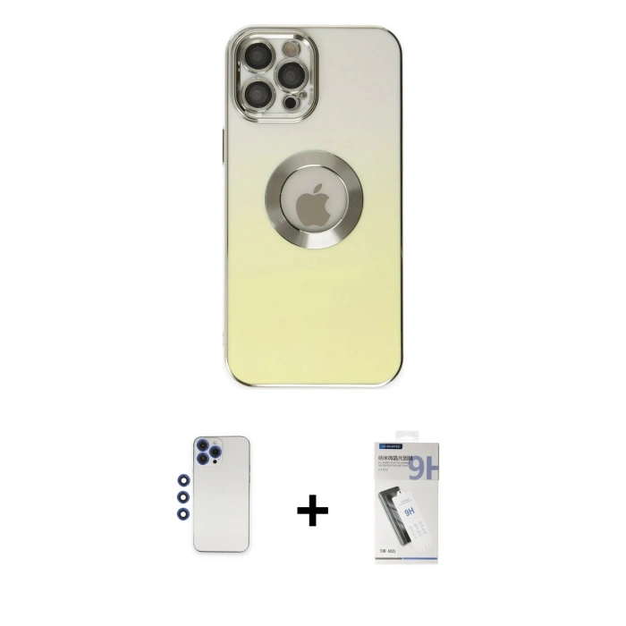 MARSİLYAN™- iPhone 12 Pro Max Kılıf Kutup Yansıma Özel Seri - Şeffaf Uv Polymer Nano Ekran Koruyucu + Shine Kamera Lens - LT
