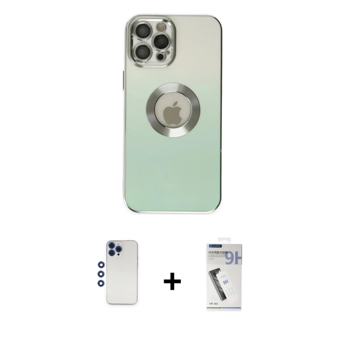 MARSİLYAN™- iPhone 12 Pro Max Kılıf Kutup Yansıma Özel Seri - Şeffaf Uv Polymer Nano Ekran Koruyucu + Shine Kamera Lens - LT