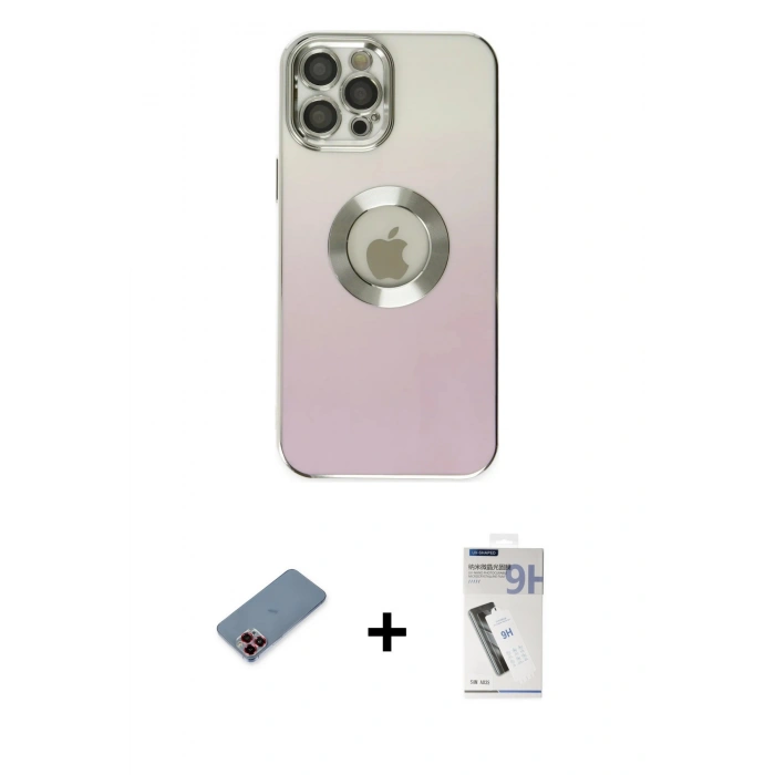 MARSİLYAN™- iPhone 12 Pro Max Kılıf Kutup Yansıma Özel Seri - Şeffaf Uv Polymer Nano Ekran Koruyucu + Metal Kamera Lens Koruma Cam - KI