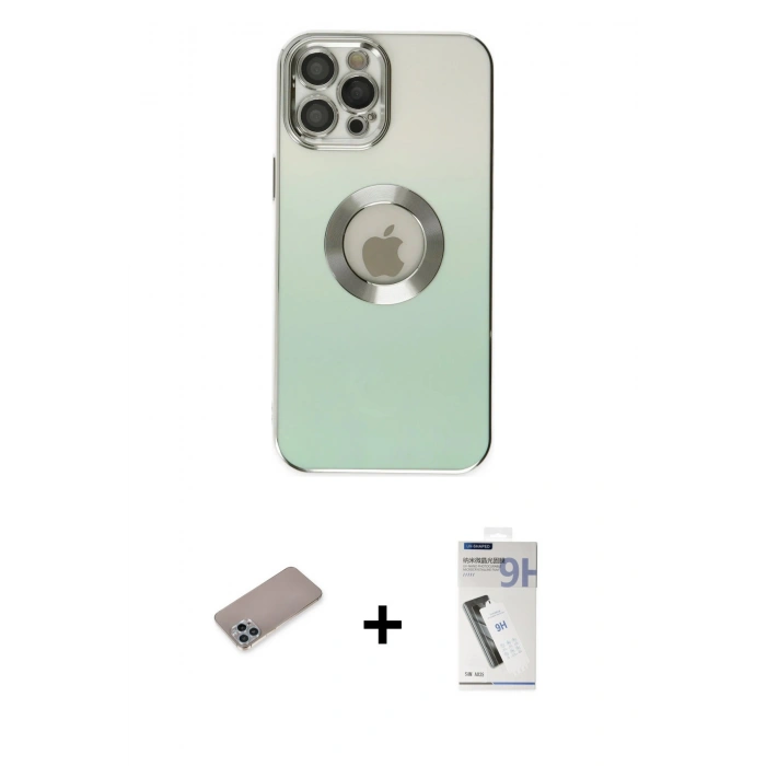MARSİLYAN™- iPhone 12 Pro Max Kılıf Kutup Yansıma Özel Seri - Şeffaf Uv Polymer Nano Ekran Koruyucu + Shine Kamera Lens Koruma Cam - SABE