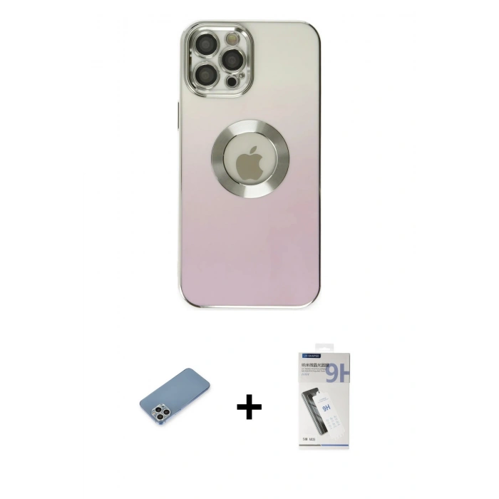 MARSİLYAN™- iPhone 12 Pro Max Kılıf Kutup Yansıma Özel Seri - Şeffaf Uv Polymer Nano Ekran Koruyucu + Shine Kamera Lens Koruma Cam - GS