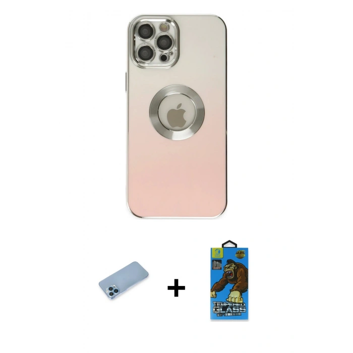 MARSİLYAN™- iPhone 12 Pro Max Kılıf Kutup Yansıma Özel Seri - Siyah 18D Cam Ekran Koruyucu + Shine Kamera Lens Koruma Cam - MI