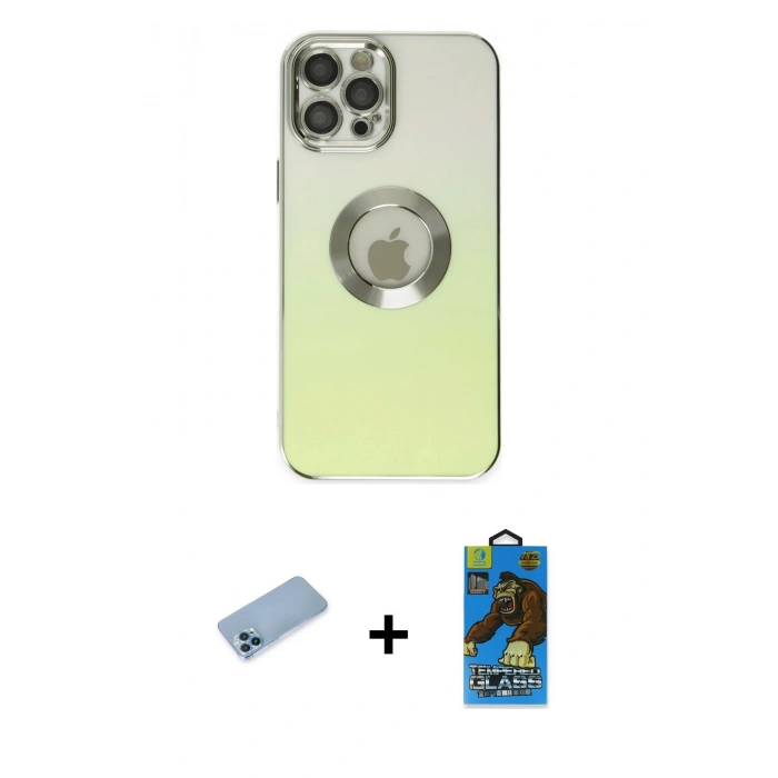 MARSİLYAN™- iPhone 12 Pro Max Kılıf Kutup Yansıma Özel Seri - Siyah 18D Cam Ekran Koruyucu + Shine Kamera Lens Koruma Cam - MI