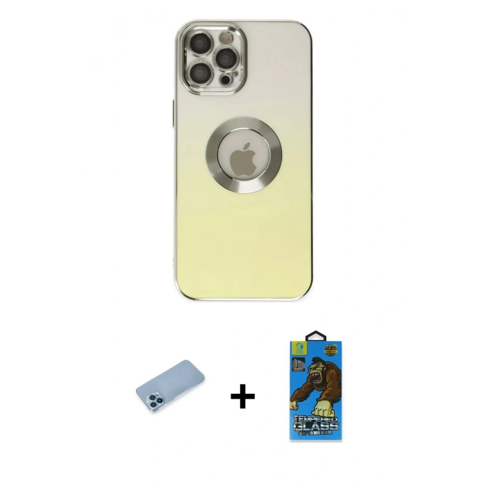 MARSİLYAN™- iPhone 12 Pro Max Kılıf Kutup Yansıma Özel Seri - Siyah 18D Cam Ekran Koruyucu + Shine Kamera Lens Koruma Cam - MI