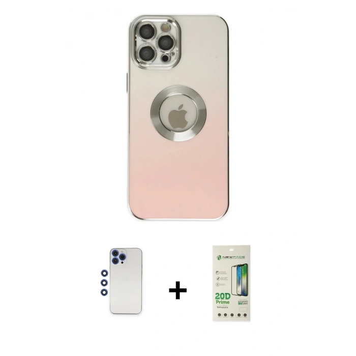 MARSİLYAN™- iPhone 12 Pro Max Kılıf Kutup Yansıma Özel Seri - Siyah 20D Premium Cam Ekran Koruyucu + Shine Kamera Lens - LT