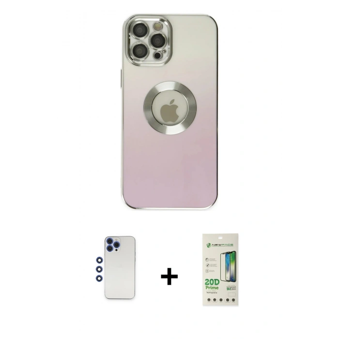 MARSİLYAN™- iPhone 12 Pro Max Kılıf Kutup Yansıma Özel Seri - Siyah 20D Premium Cam Ekran Koruyucu + Shine Kamera Lens - LT