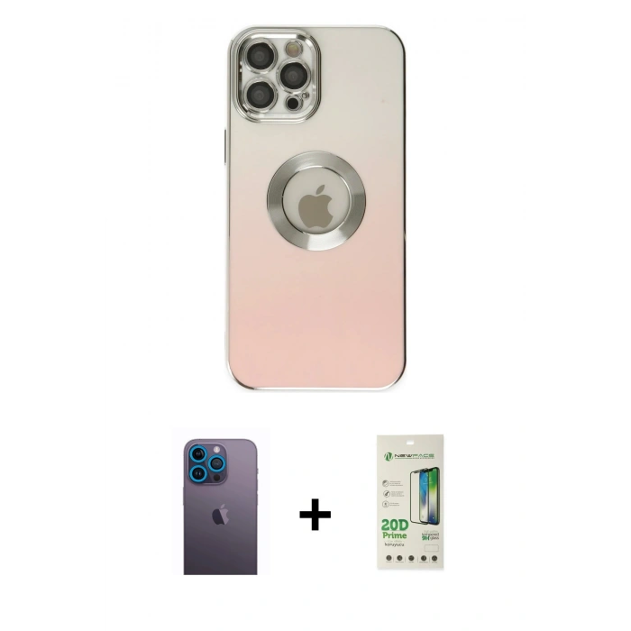 MARSİLYAN™- iPhone 12 Pro Max Kılıf Kutup Yansıma Özel Seri - Siyah 20D Premium Cam Ekran Koruyucu + Neon Fosforlu Kamera Lens - MI