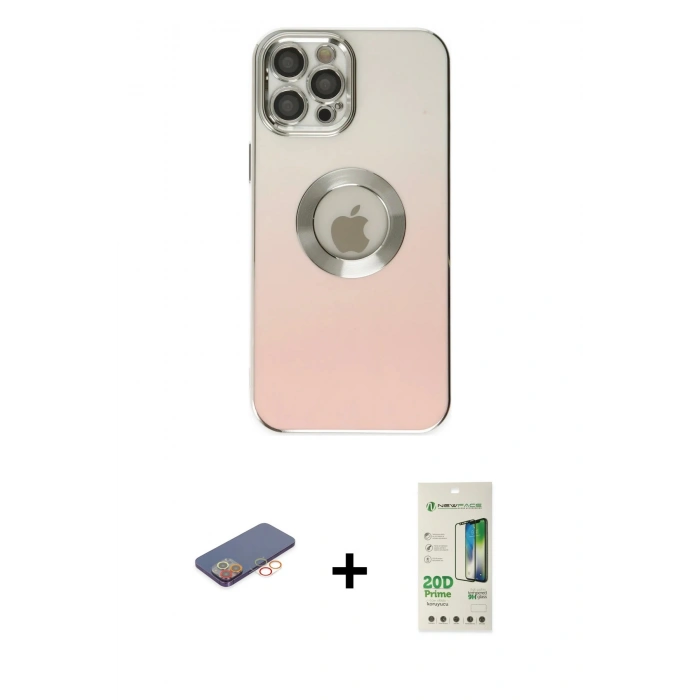 MARSİLYAN™- iPhone 12 Pro Max Kılıf Kutup Yansıma Özel Seri - Siyah 20D Premium Cam Ekran Koruyucu + Renkli Kamera Lens Koruma Cam - TU
