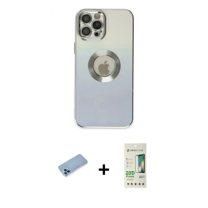 MARSİLYAN™- iPhone 12 Pro Max Kılıf Kutup Yansıma Özel Seri - Siyah 20D Premium Cam Ekran Koruyucu + Shine Kamera Lens Koruma Cam - MI