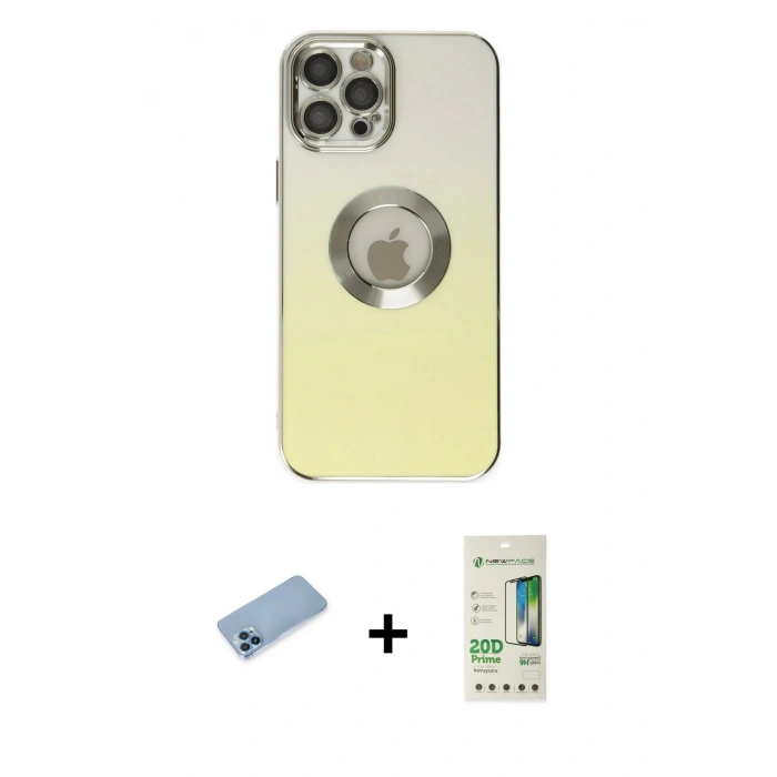 MARSİLYAN™- iPhone 12 Pro Max Kılıf Kutup Yansıma Özel Seri - Siyah 20D Premium Cam Ekran Koruyucu + Shine Kamera Lens Koruma Cam - MI