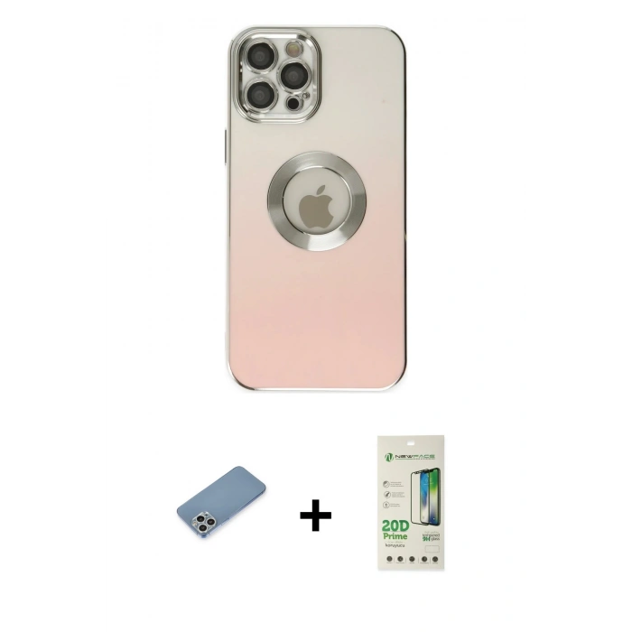 MARSİLYAN™- iPhone 12 Pro Max Kılıf Kutup Yansıma Özel Seri - Siyah 20D Premium Cam Ekran Koruyucu + Shine Kamera Lens Koruma Cam - GS