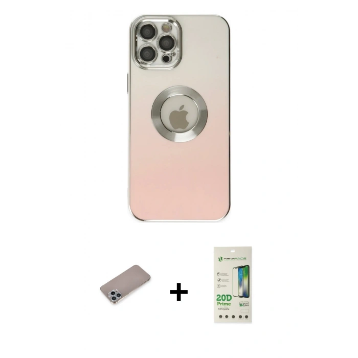 MARSİLYAN™- iPhone 12 Pro Max Kılıf Kutup Yansıma Özel Seri - Siyah 20D Premium Cam Ekran Koruyucu + Shine Kamera Lens Koruma Cam - SABE