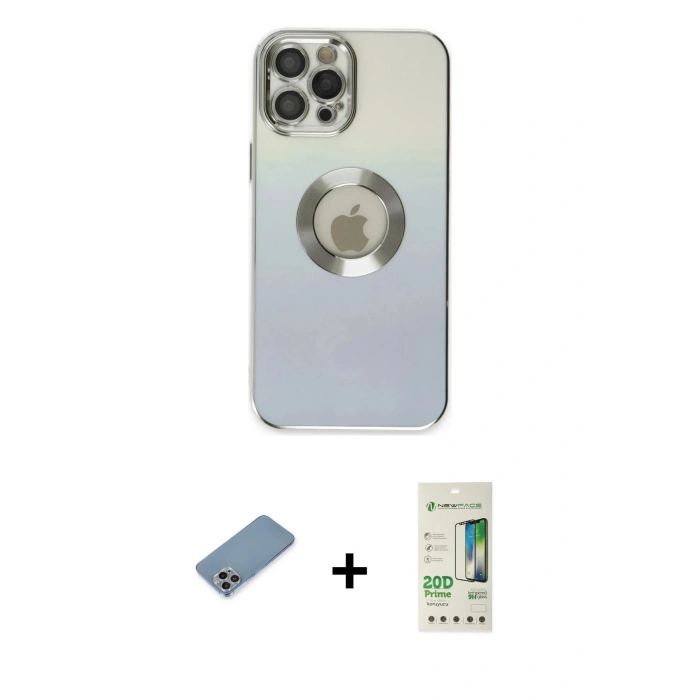 MARSİLYAN™- iPhone 12 Pro Max Kılıf Kutup Yansıma Özel Seri - Siyah 20D Premium Cam Ekran Koruyucu + Shine Kamera Lens Koruma Cam - GI
