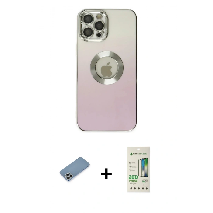 MARSİLYAN™- iPhone 12 Pro Max Kılıf Kutup Yansıma Özel Seri - Siyah 20D Premium Cam Ekran Koruyucu + Shine Kamera Lens Koruma Cam - GS
