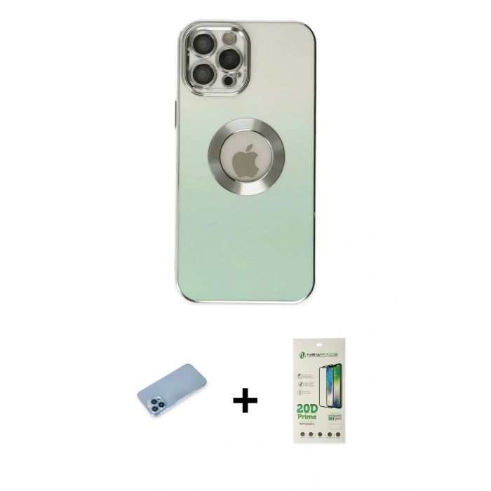MARSİLYAN™- iPhone 12 Pro Max Kılıf Kutup Yansıma Özel Seri - Siyah 20D Premium Cam Ekran Koruyucu + Shine Kamera Lens Koruma Cam - MI