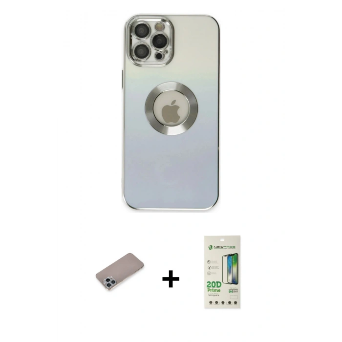 MARSİLYAN™- iPhone 12 Pro Max Kılıf Kutup Yansıma Özel Seri - Siyah 20D Premium Cam Ekran Koruyucu + Shine Kamera Lens Koruma Cam - SABE