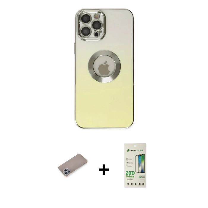 MARSİLYAN™- iPhone 12 Pro Max Kılıf Kutup Yansıma Özel Seri - Siyah 20D Premium Cam Ekran Koruyucu + Shine Kamera Lens Koruma Cam - SABE