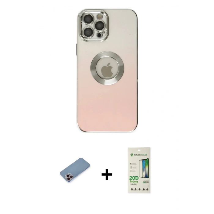 MARSİLYAN™- iPhone 12 Pro Max Kılıf Kutup Yansıma Özel Seri - Siyah 20D Premium Cam Ekran Koruyucu + Shine Kamera Lens Koruma Cam - PE