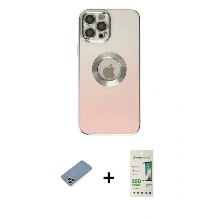 MARSİLYAN™- iPhone 12 Pro Max Kılıf Kutup Yansıma Özel Seri - Siyah 20D Premium Cam Ekran Koruyucu + Shine Kamera Lens Koruma Cam - GI
