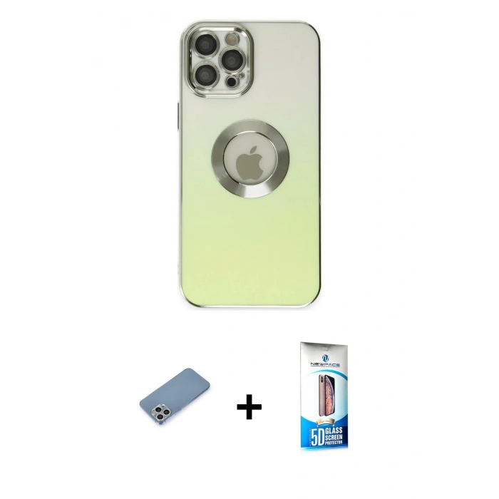 MARSİLYAN™- iPhone 12 Pro Max Kılıf Kutup Yansıma Özel Seri - Siyah 5D Eko Cam Ekran Koruyucu + Shine Kamera Lens Koruma Cam - GS