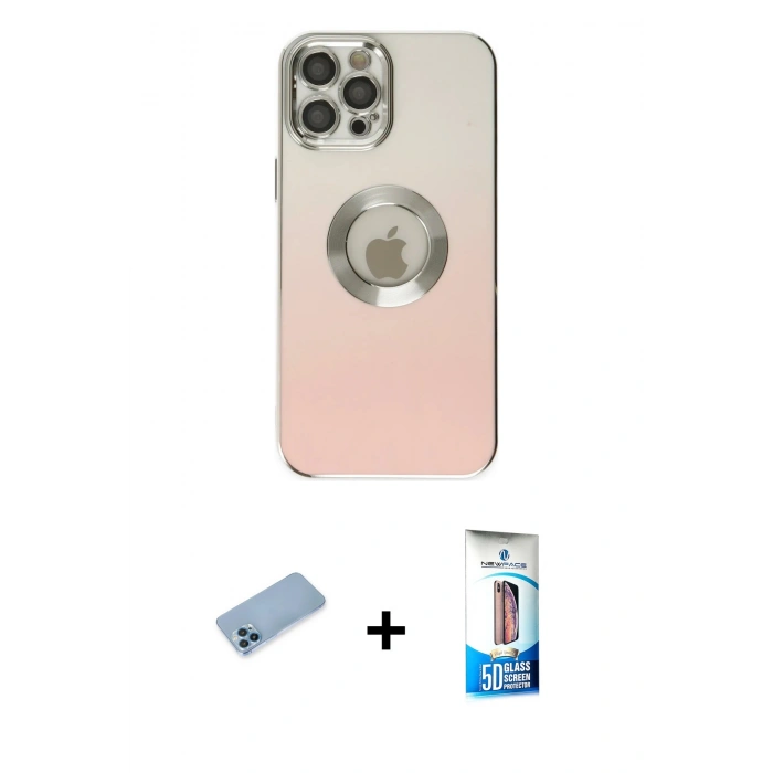 MARSİLYAN™- iPhone 12 Pro Max Kılıf Kutup Yansıma Özel Seri - Siyah 5D Eko Cam Ekran Koruyucu + Shine Kamera Lens Koruma Cam - MI