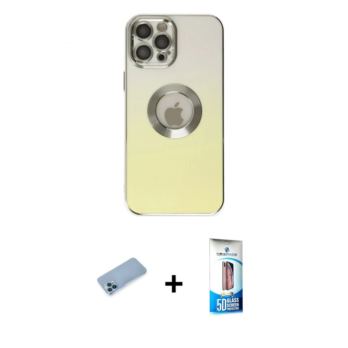 MARSİLYAN™- iPhone 12 Pro Max Kılıf Kutup Yansıma Özel Seri - Siyah 5D Eko Cam Ekran Koruyucu + Shine Kamera Lens Koruma Cam - MI