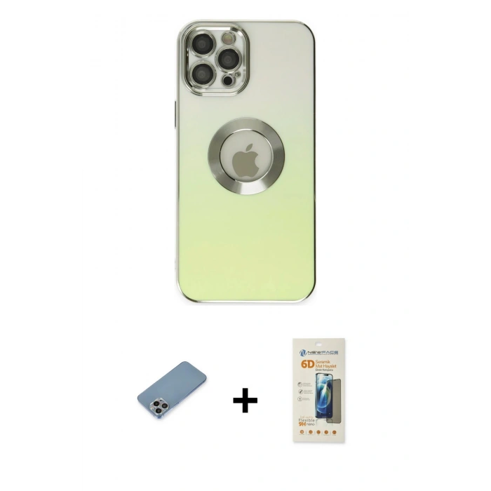 MARSİLYAN™- iPhone 12 Pro Max Kılıf Kutup Yansıma Özel Seri - Siyah 6D Mat Seramik Hayalet Nano Ekran Koruyucu + Shine Kamera Lens Koruma Cam - GI