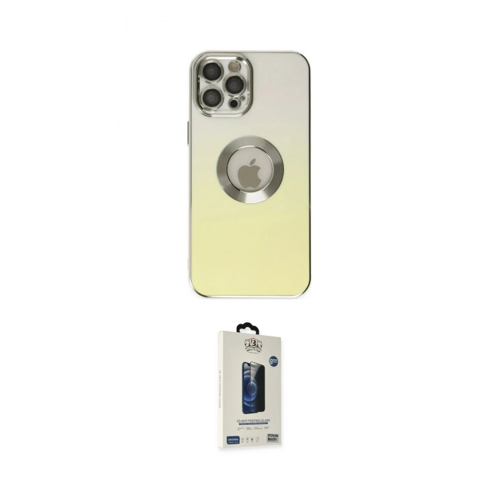 MARSİLYAN™- iPhone 12 Pro Max Kılıf Kutup Yansıma Özel Seri - Siyah Bilvis Hayalet Cam Ekran Koruyucu