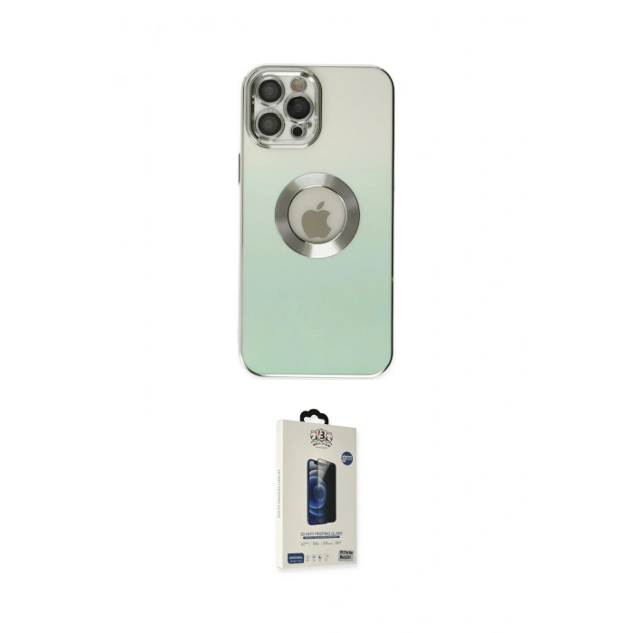 MARSİLYAN™- iPhone 12 Pro Max Kılıf Kutup Yansıma Özel Seri - Siyah Bilvis Hayalet Cam Ekran Koruyucu