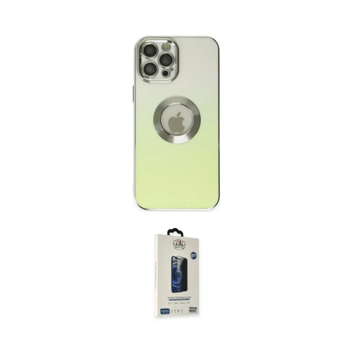 MARSİLYAN™- iPhone 12 Pro Max Kılıf Kutup Yansıma Özel Seri - Siyah Bilvis Hayalet Cam Ekran Koruyucu