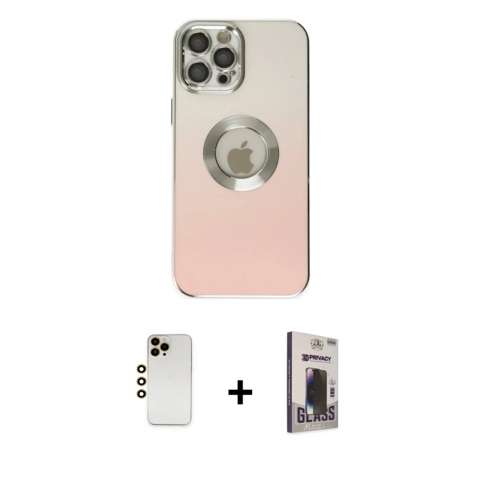 MARSİLYAN™- iPhone 12 Pro Max Kılıf Kutup Yansıma Özel Seri - Siyah Bilvis Hayalet Cam Ekran Koruyucu + Shine Kamera Lens - GD