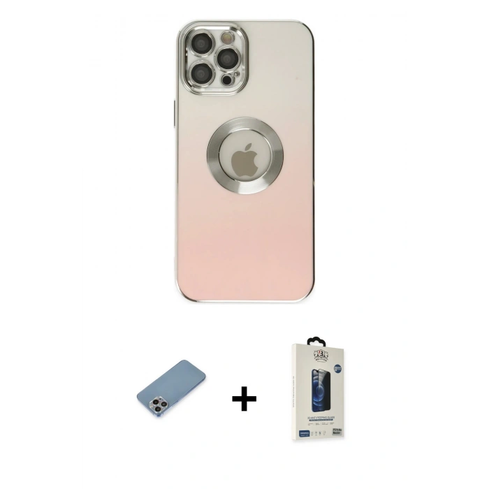 MARSİLYAN™- iPhone 12 Pro Max Kılıf Kutup Yansıma Özel Seri - Siyah Bilvis Hayalet Cam Ekran Koruyucu + Shine Kamera Lens Koruma Cam - GI