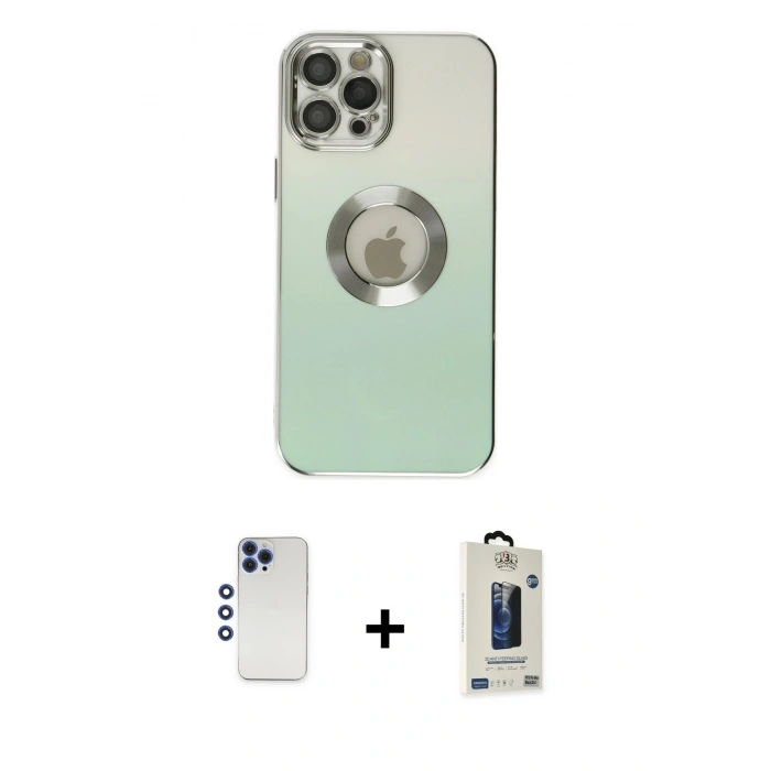 MARSİLYAN™- iPhone 12 Pro Max Kılıf Kutup Yansıma Özel Seri - Siyah Bilvis Hayalet Cam Ekran Koruyucu + Shine Kamera Lens - LT